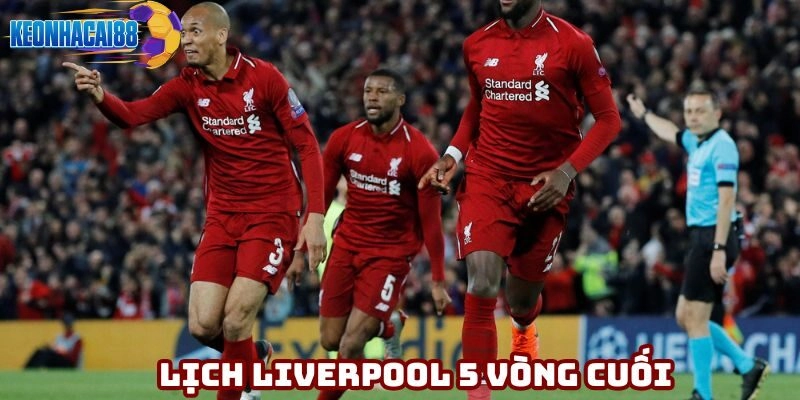 Lịch Liverpool 5 vòng cuối cực kỳ khó khăn