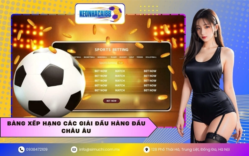 Bảng xếp hạng các giải đấu hàng đầu châu Âu